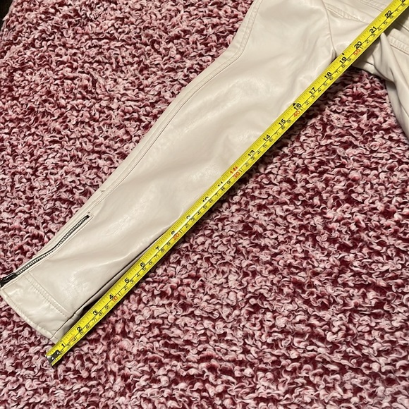 Women's Cream Vegan Leather Jacket - Picture 15 of 16